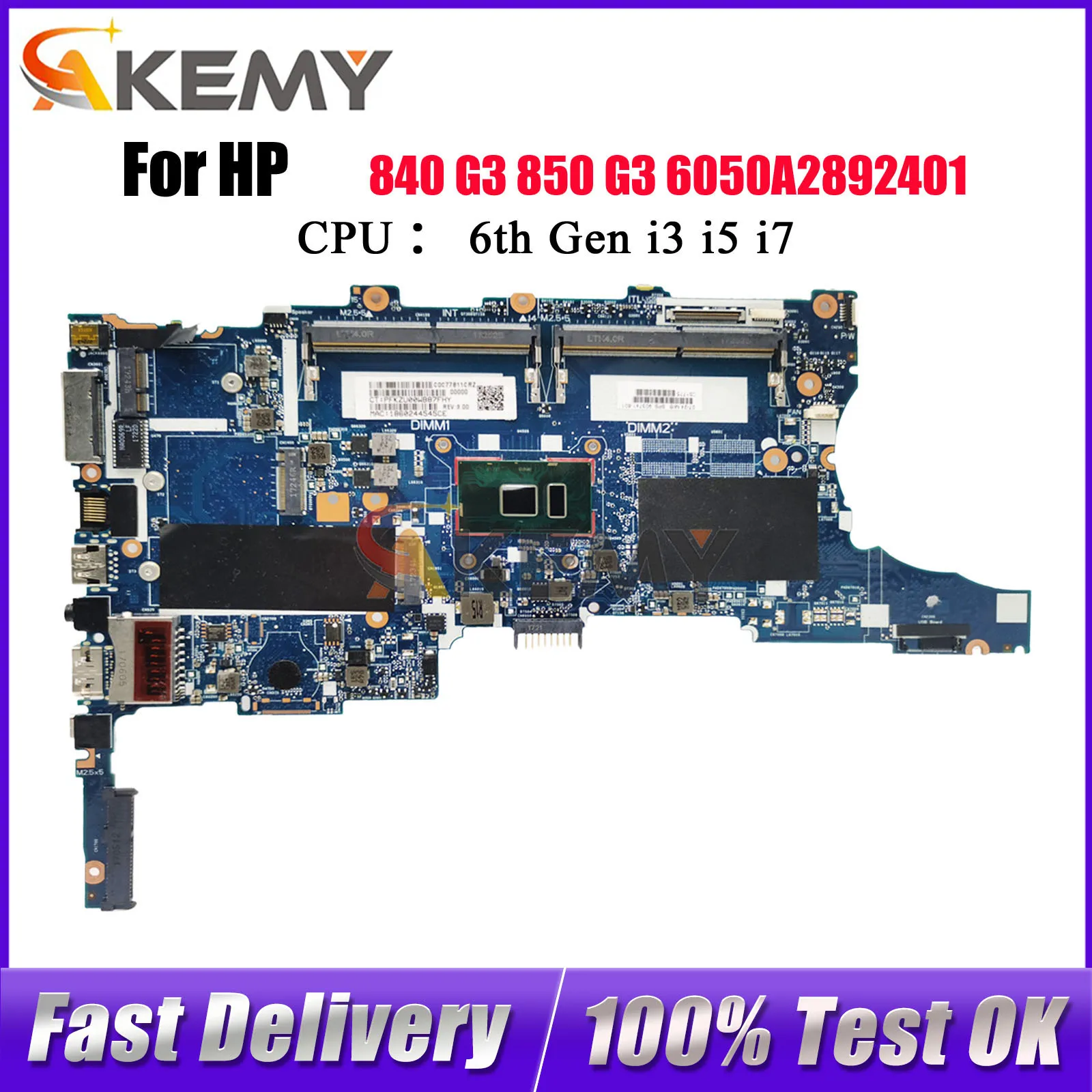 

Материнская плата для ноутбука HP EliteBook 840 G3 850 G3 6050A2892401 903741-601 918315-601 с процессором i5 i7 6-го поколения, 100% полностью протестирована