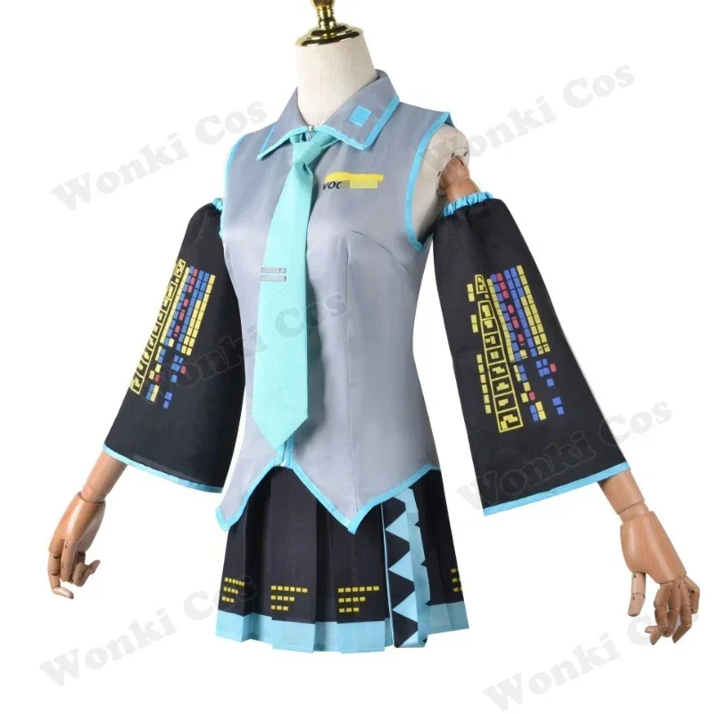 V Miku Cosplay Costume Green Ponytail Wig Virtual Singer Cosplay Shoes Boots Official Uniform for Girl Party Comic Con Outfits