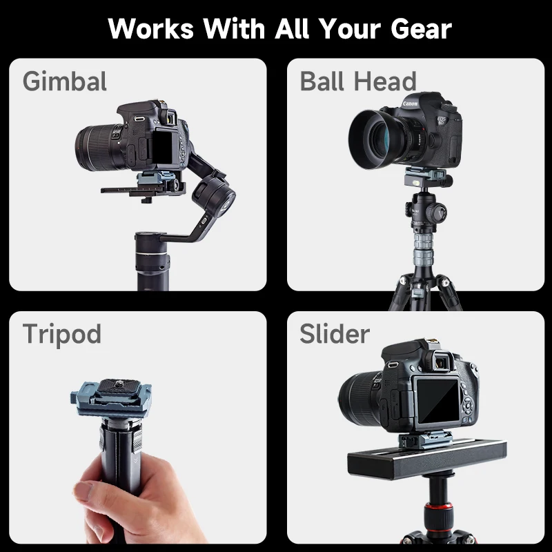 XILETU XQ1 Uniwersalny gimbal do lustrzanek cyfrowych Arca Swiss Quick Release Plate Clamp Quick Switch Kit Adapter do mocowania statywu suwakowego — zdjęcie produktu 4