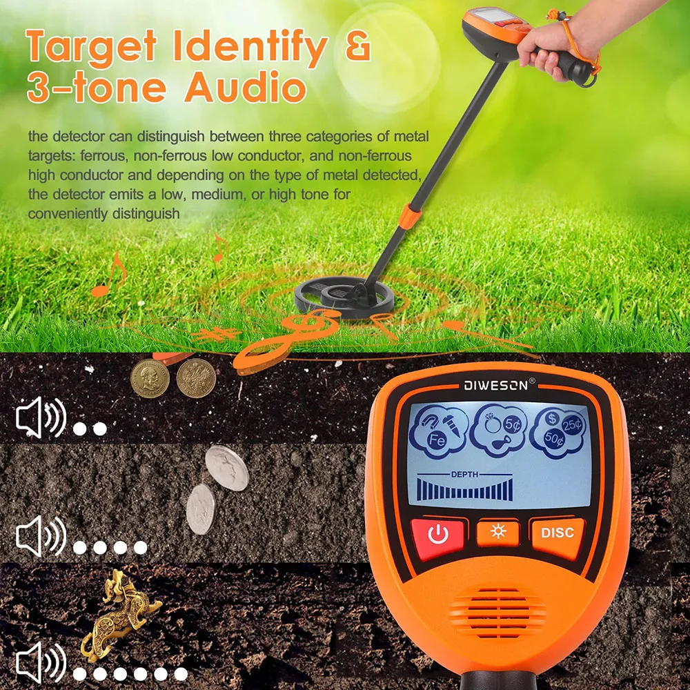 Kids Toy Gift Lightweight Handheld Children Metal Detector Gold Digger Treasure Hunter Tracker Seeker