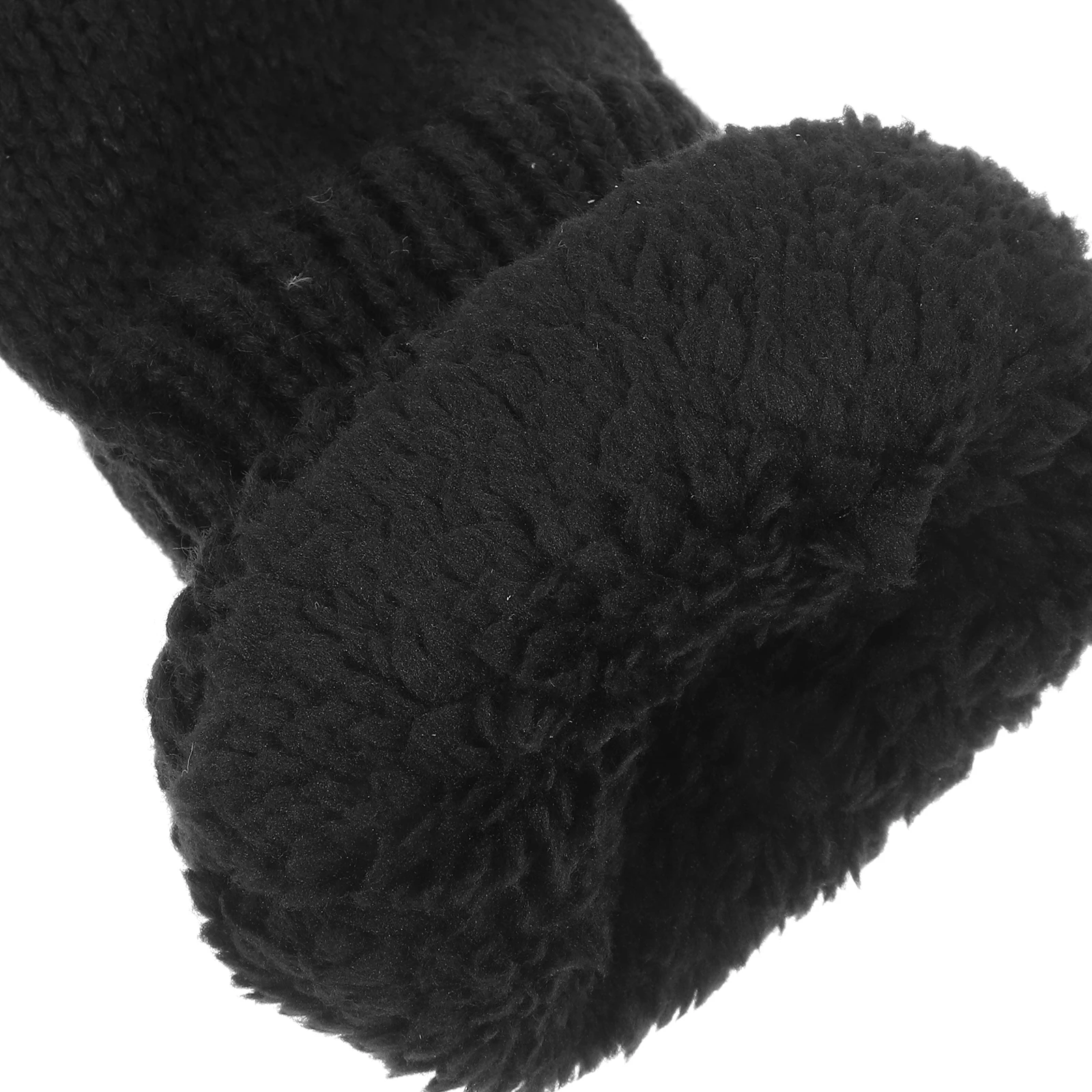 

1 Pair Warm Knit Gloves Thickened Fleece-Lined For Winter Outdoor Travel Portable Compact Design Comfortable Adult Mittens