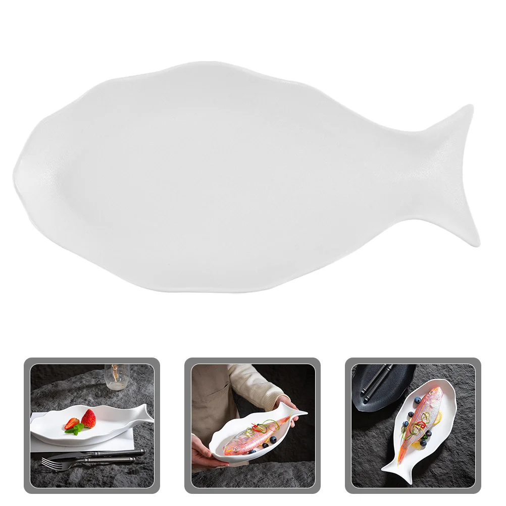 

Creative Ceramic Fish Tray Non Scratch Surface Appetizer Bowl for Home Restaurant Use Versatile Serving Plate for Hot Or Cold