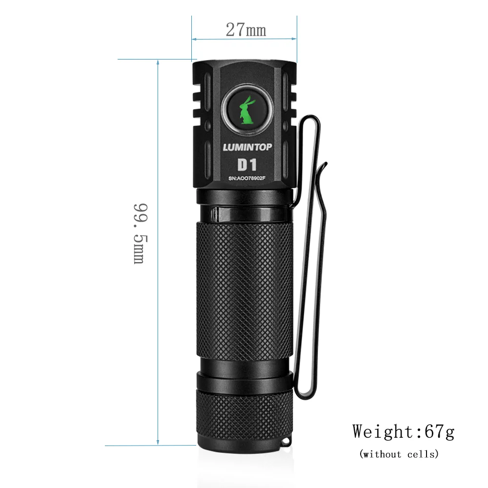 Outdoor Lighting EDC Flashlight Everyday Carry Aluminum LED Torch Self Defense Powerful Light 18650 Battery D1