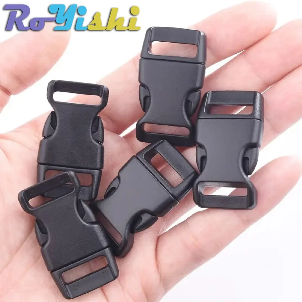 10-100 шт./упак. 3/8, 5/8, 3/4, 1 дюйм. Изогнутые пластиковые пряжки-застежки черного цвета для сумок, ремней, паракорда, браслетов (DIY)