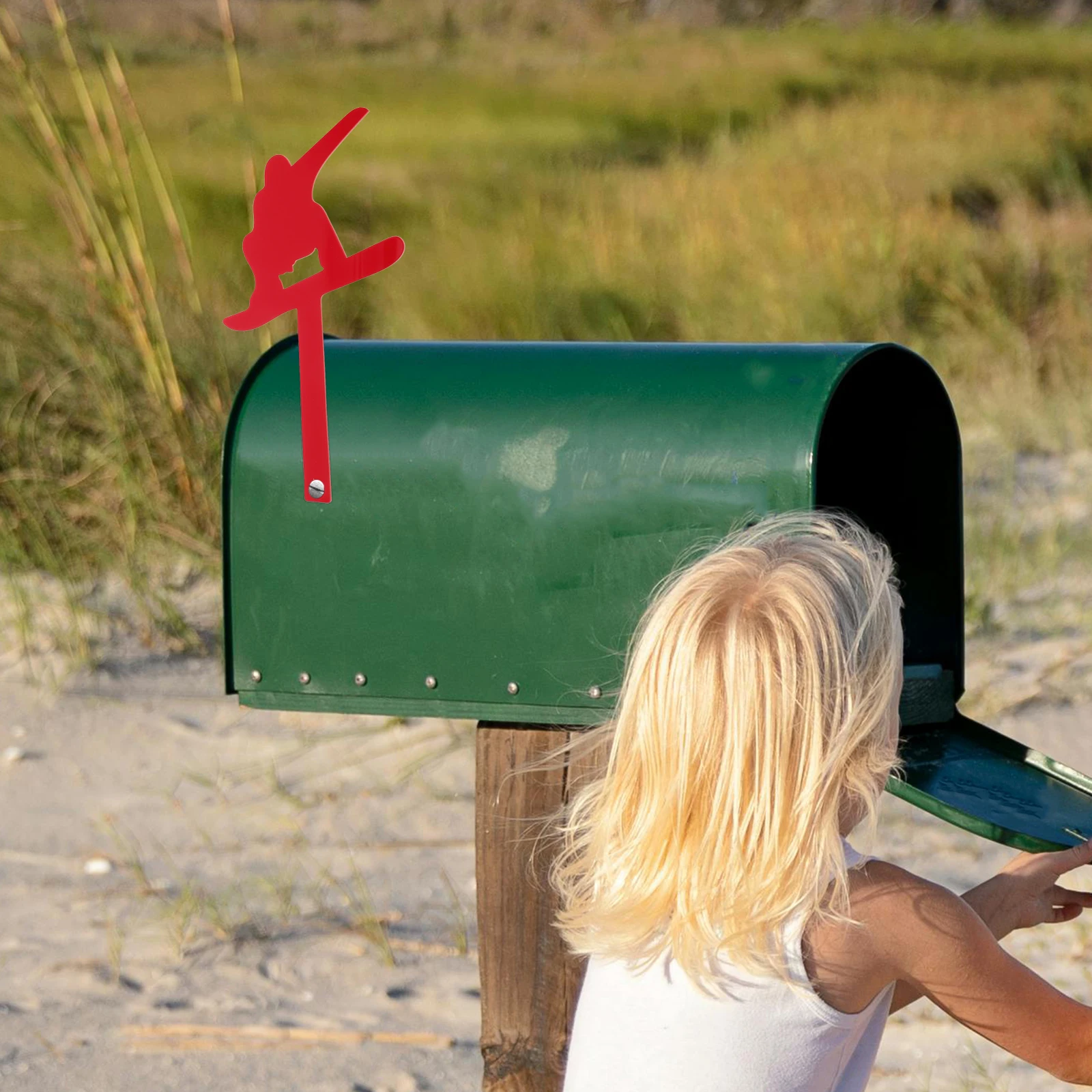 

Christmas Acrylic Skiing Dog Mailbox Flag Replacement Unique Red Mailbox Decoration Winter Ski Outdoor Flag Ski Decoration