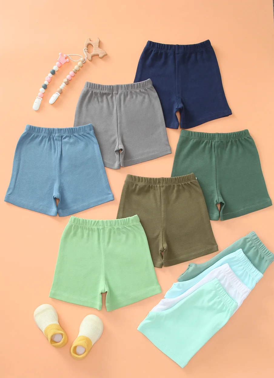 

Комплект из 10 шорт для маленьких мальчиков, базовые короткие штаны из мягкого хлопка для малышей, однотонные удобные леггинсы на подтяжках