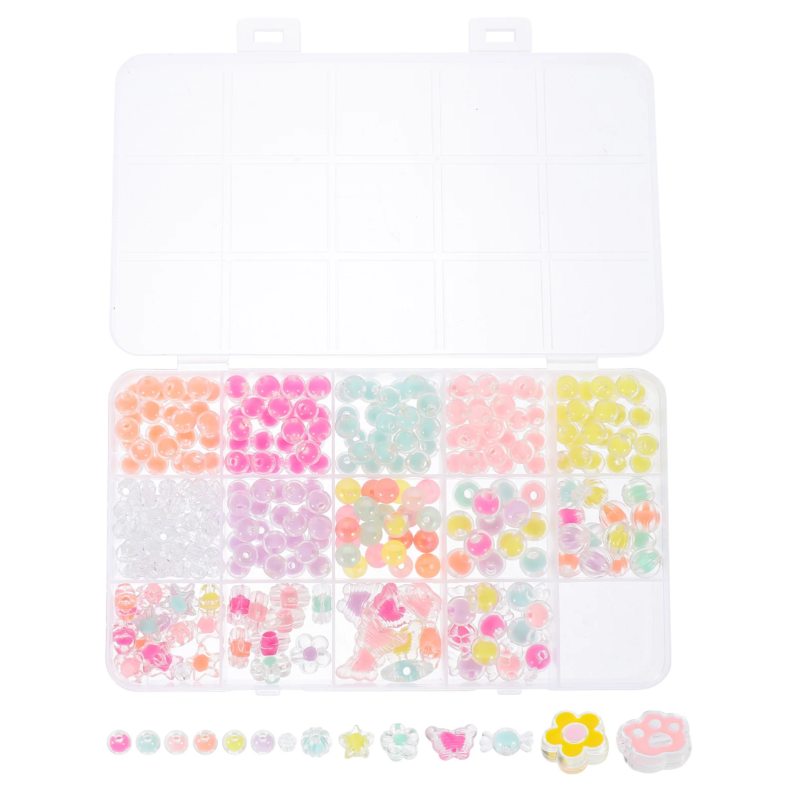 1Set Acrylic Bead Set for DIY Crafts Premium Loose Beads Material Pack for Necklace Bracelet Making Wear Resistant Smooth