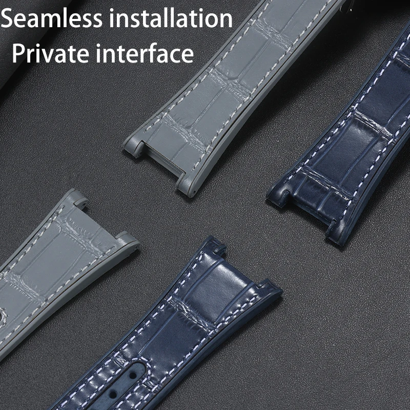 Для Omega Constellation 41 мм кожаный + ремешок из силиконовой резины 131.33/131.23 Мужской браслет 25x14 мм черный синий вогнутый браслет