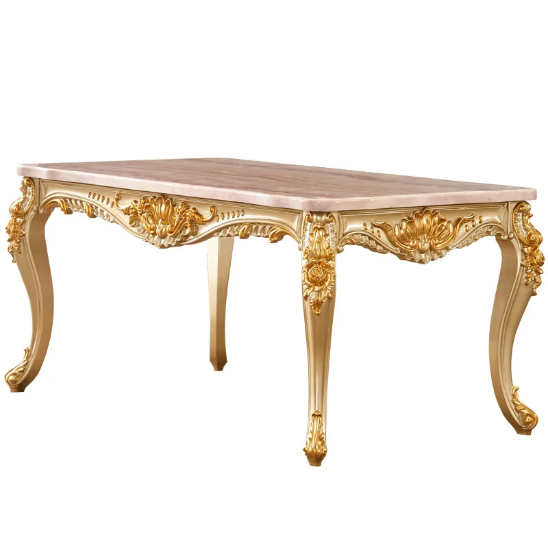 

European marble square table, American villa restaurant rectangular solid wood piano paint dining dining table dining