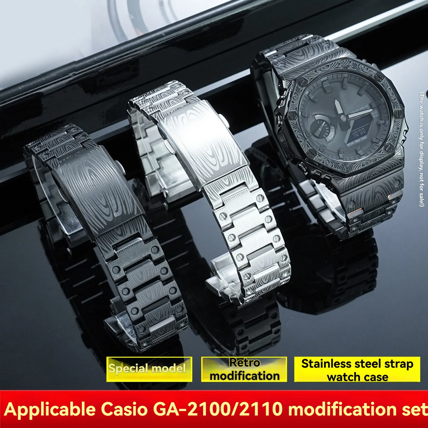 GA2100 Retro metal case&strap set For Casio G-Shock GA-2100 2110 GA-B2100 Mod kit stainless steel bezel Watchbandaccessories