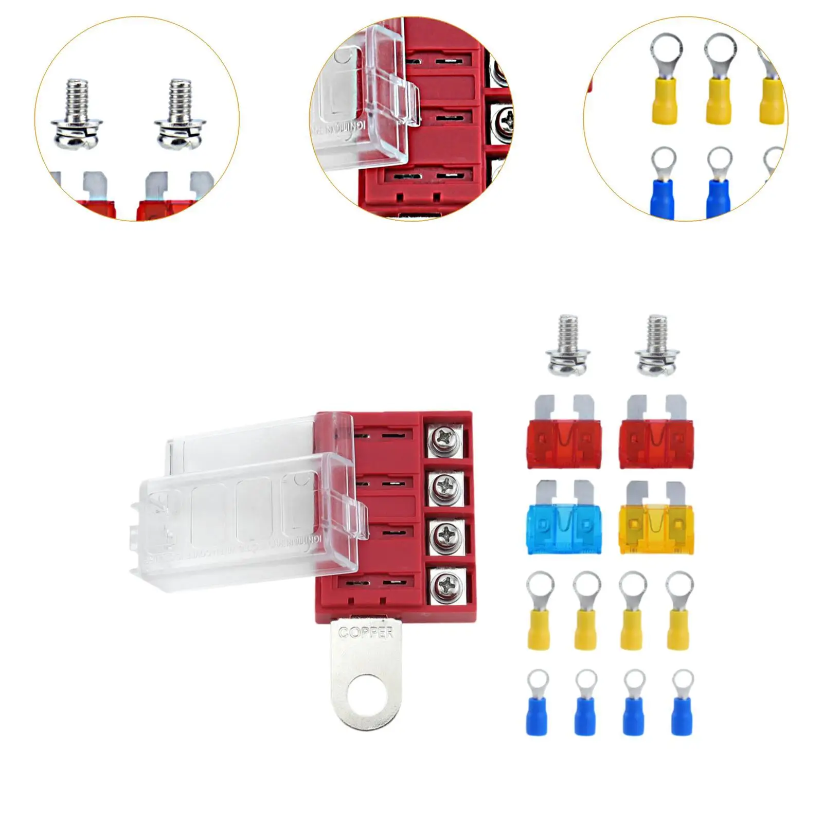 Kit de montaje de Terminal de bloque de fusibles de cuchilla 5023, piezas de repuesto multiusos profesionales, accesorios, instalación Simple resistente con cubierta