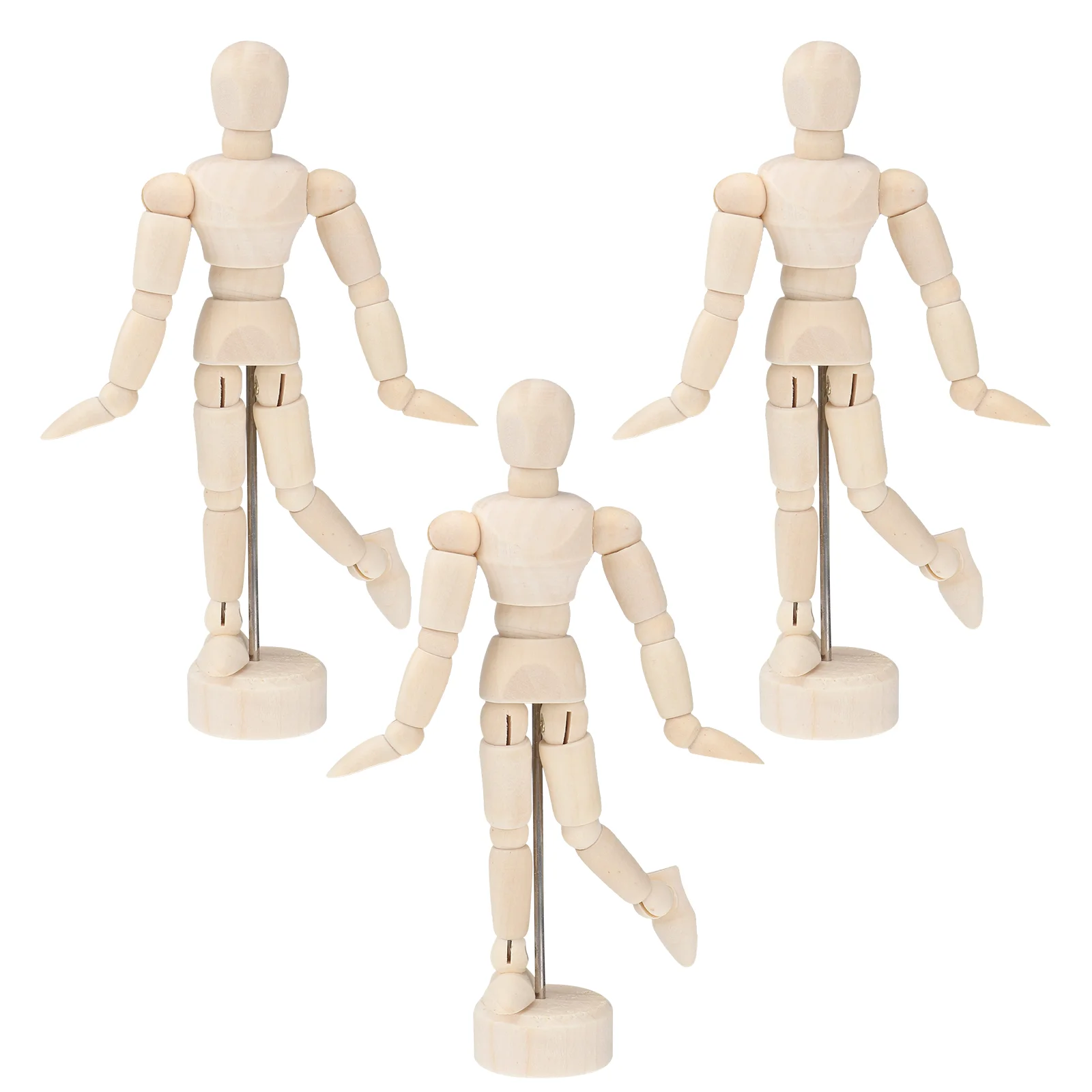 3 Pcs Woody Toy Man Model Sketch accessorio in legno disegno a mano umano Beige Office