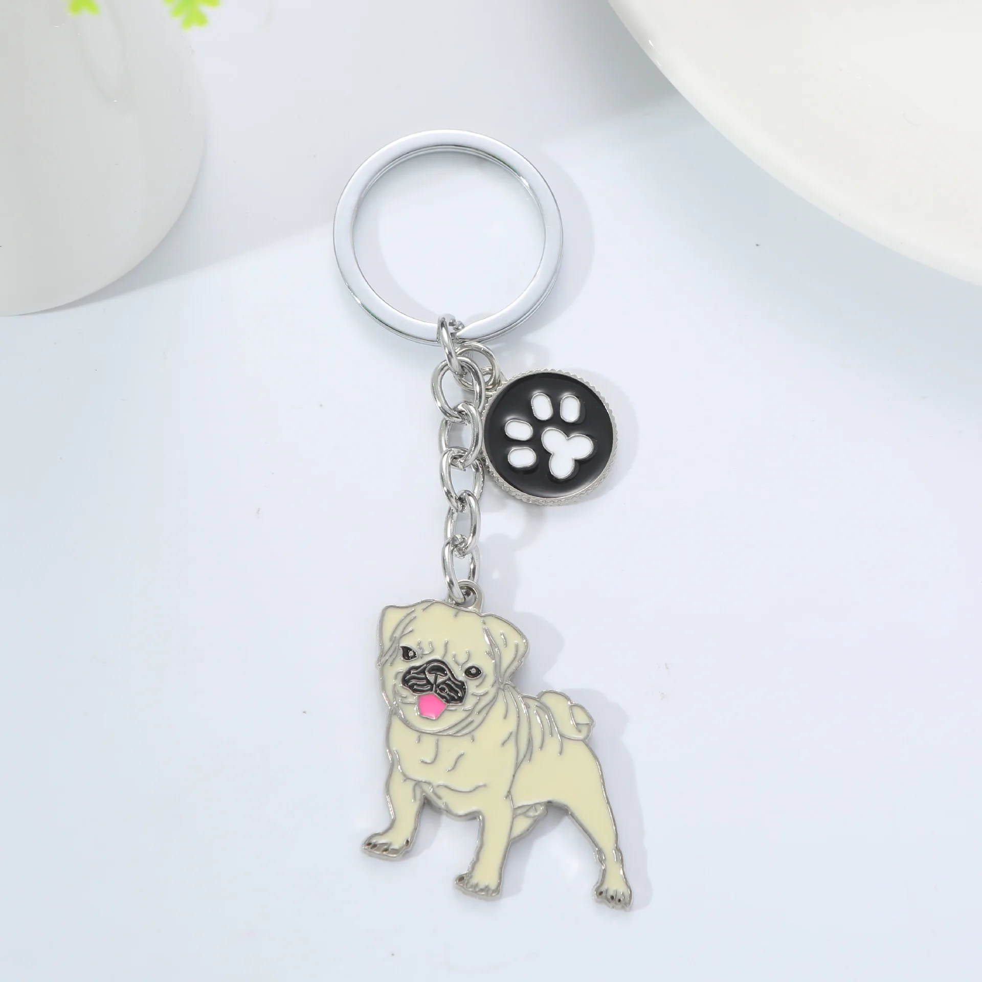 Cute Pet Dog Keychain Cartoon Husky Teddy Corgi Animal Paws Keyring for Women Men DIY Backpack Car Trinkets Key Accessories