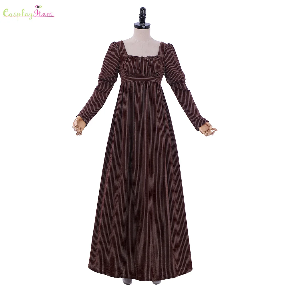 Jane Austen Pride And Prejudice Costume Brown dress Victorian Regency Dress Retro High Waisted Tea Party Dress