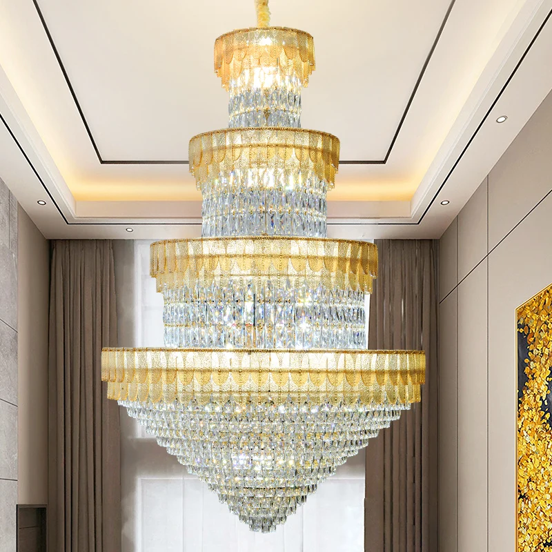 Modern Hotel Hallway High Ceiling Round Chandelier Customized Creative Design Living Room Large Villa Crystal Pendant Light image 3