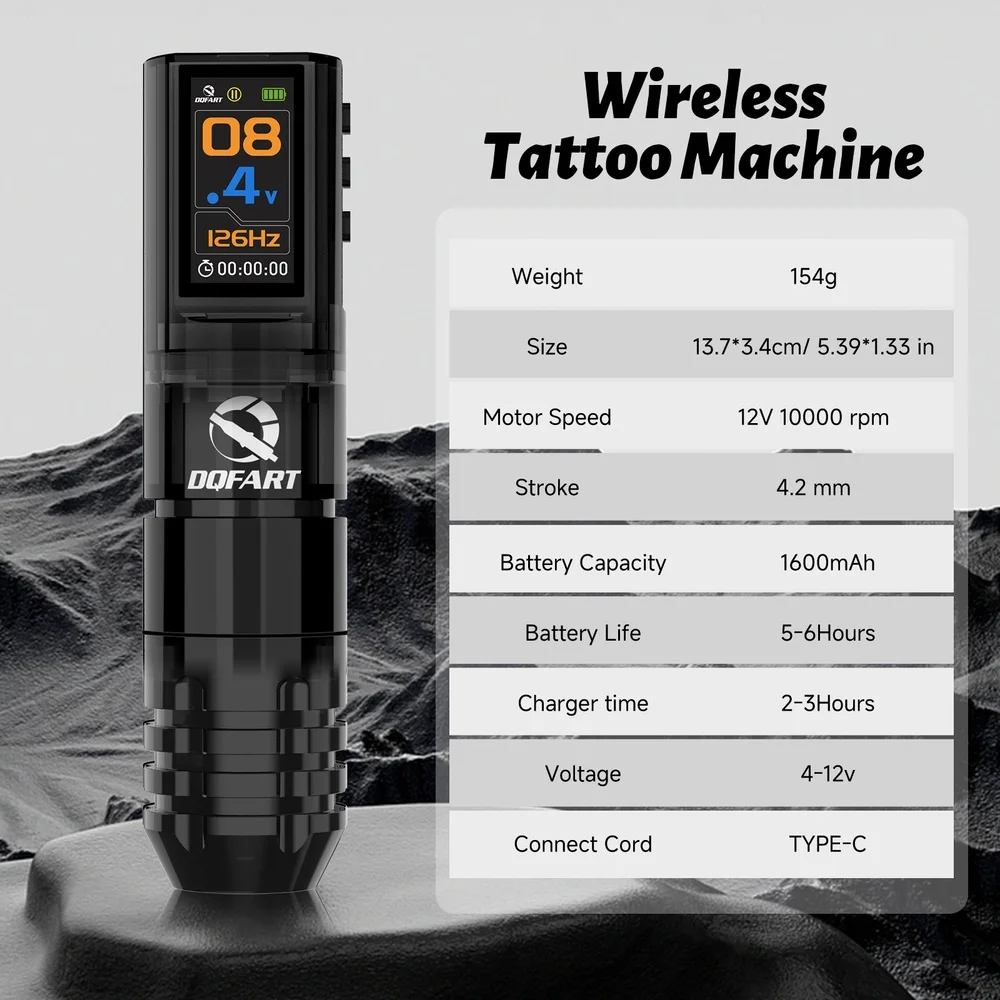 DQFART P3 Set Electric Wireless Tattoo Machine Body Art Creative Designs Accessories Tattoo Ink Beginner Tattoo Artists Body Art
