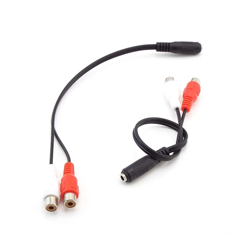 Uniwersalny 3.5mm Stereo Audio kobieta złącze Jack do 2 RCA żeńskie gniazdo do słuchawek, 3.5 Y kabel Adapter C1