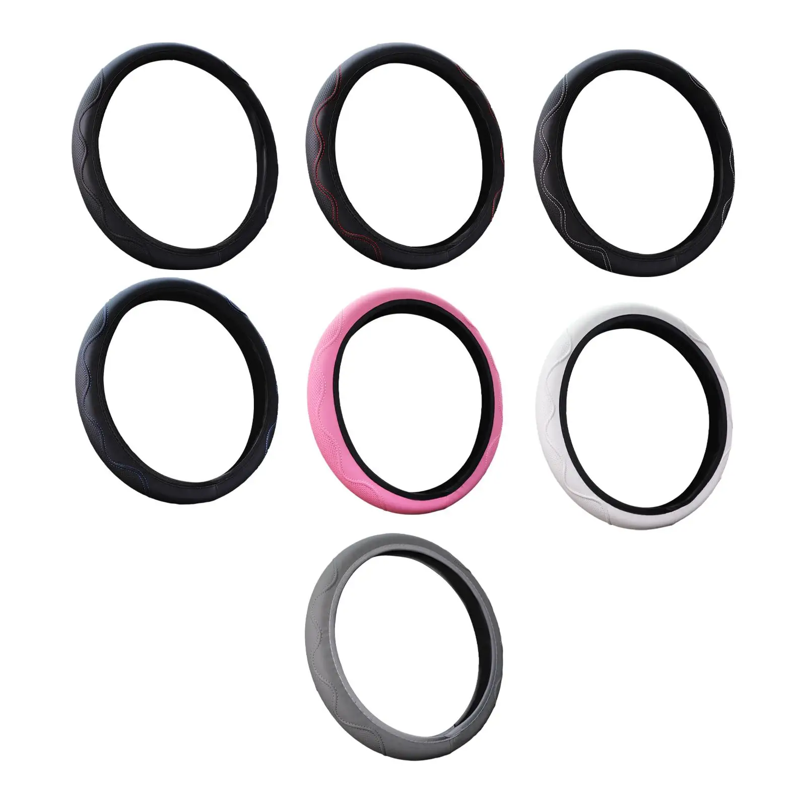 Universal PU Leather Steering Wheel Cover Anti Skid Car Interior Protector for 37 38cm Wheels Comfort Grip