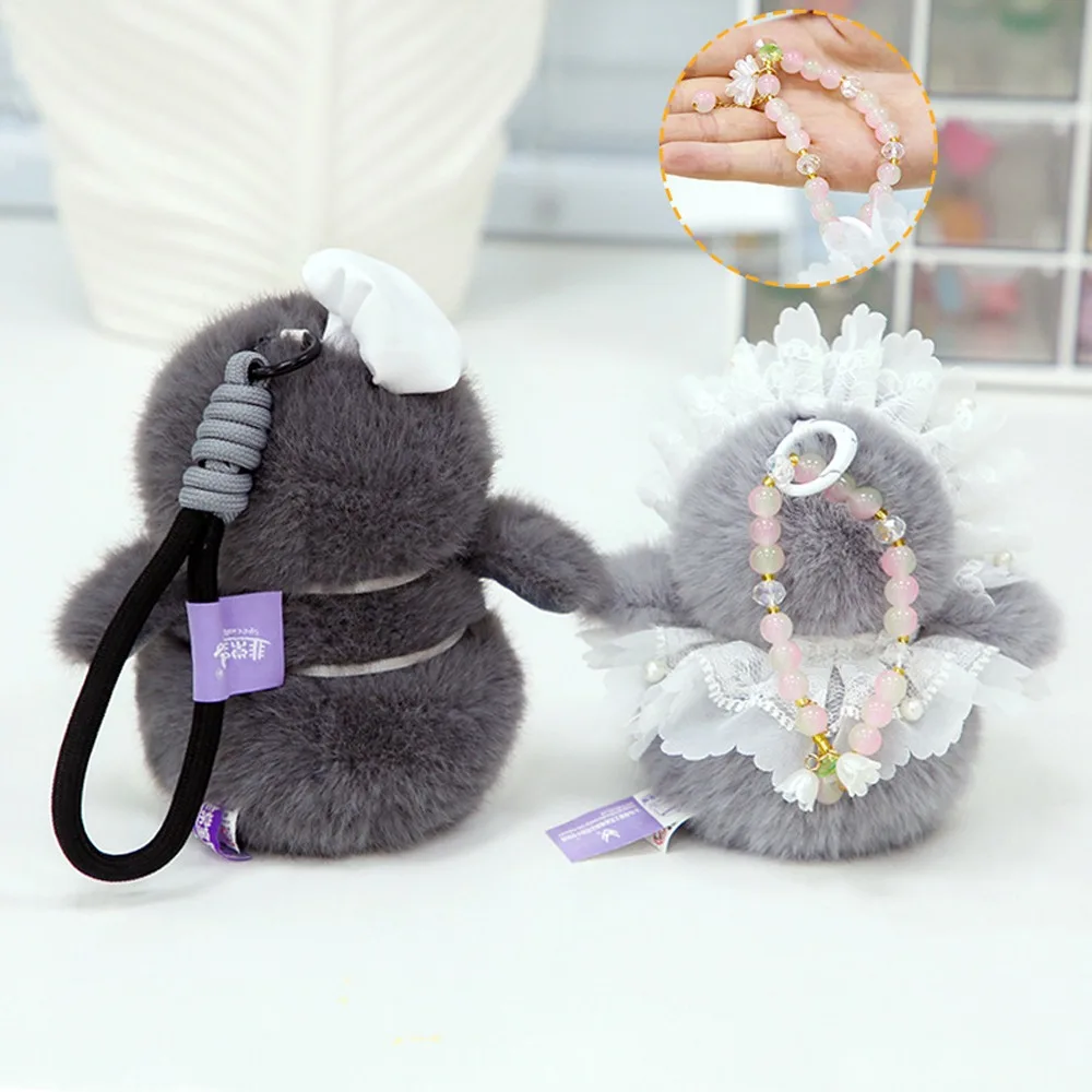 Uroczy breloczek pluszowy pingwin z fartuszkiem, puszysta kolekcja, breloczek do kluczy samochodowych z pingwinem, kreskówkowy, przytulny, symulacja zwierząt, pluszowa zabawka, prezenty dla dzieci.