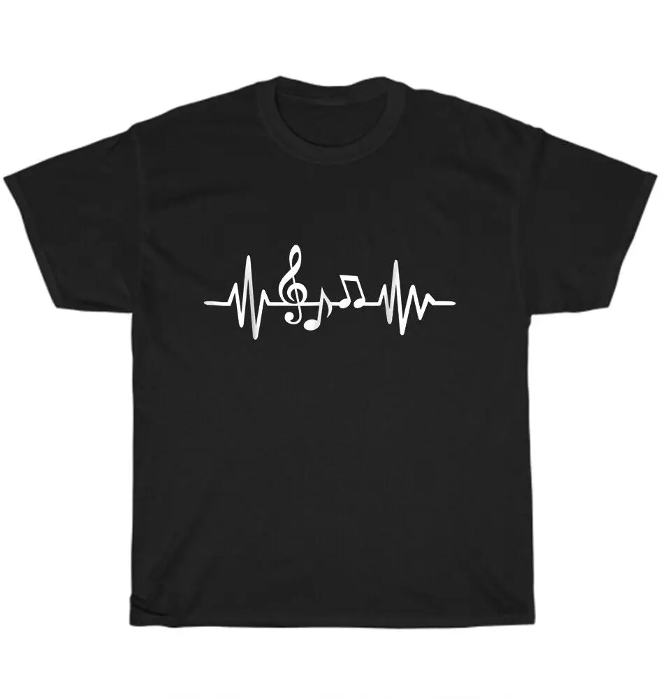 Music Frequency Pulse Heartbeat Notes Clef Funny Musician T-Shirt Unisex GiftUnisex Summer Cotton Luxury Brand Super Size