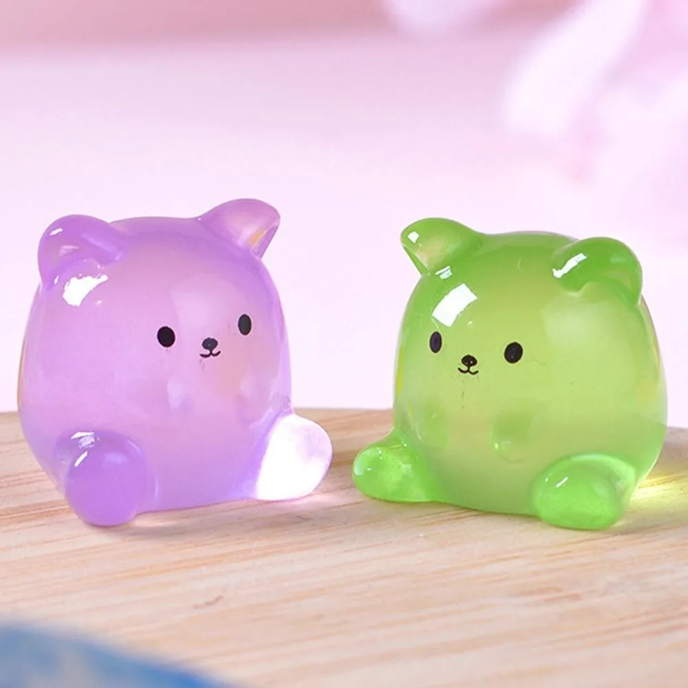 

Cartoon Luminous Small Bear Figurines Resin Crafts Glow in Dark Bear Figurines Miniatures Cute DIY Small Bear Statue