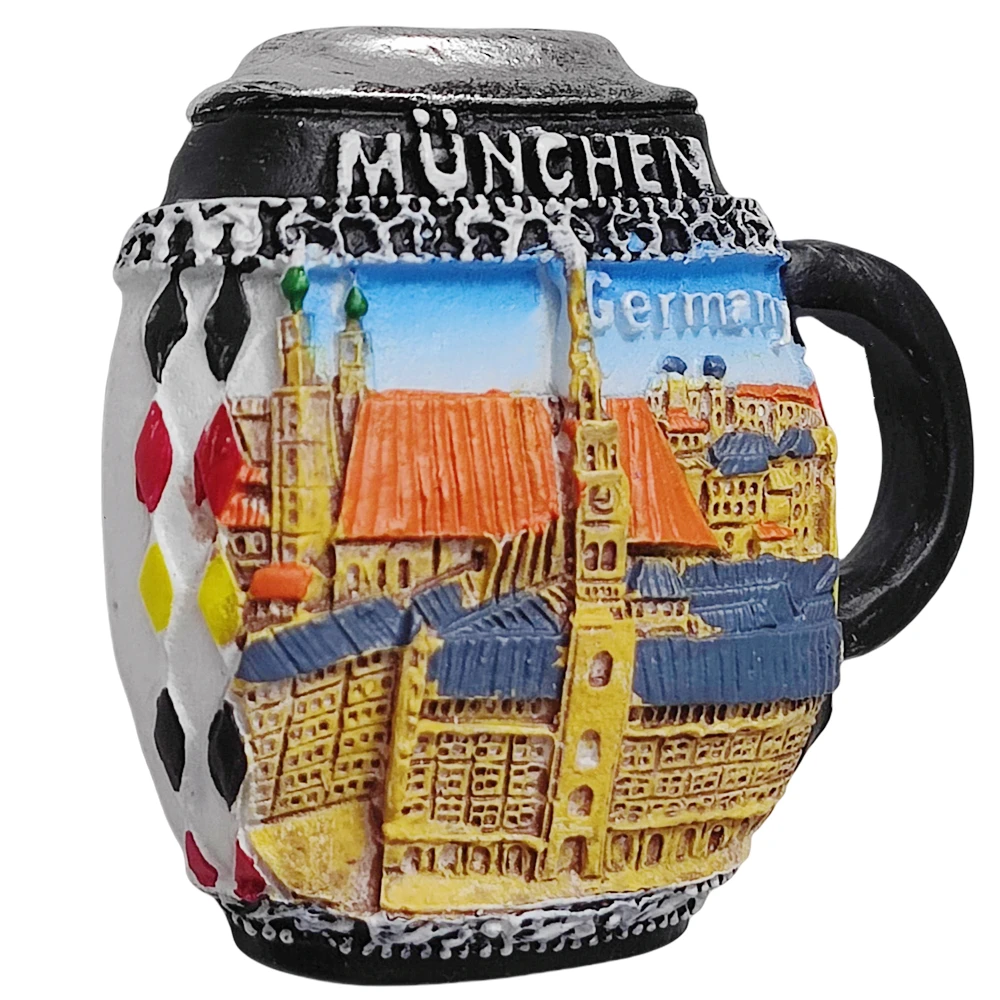 ميونيخ ألمانيا ثلاثية الأبعاد مغناطيس الثلاجة هدية تذكارية ، الراتنج اليدوية ميونيخ مغناطيس الثلاجة مجموعة ديكور المنزل #4