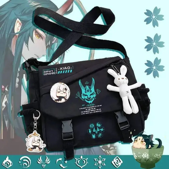 

Genshin Impact Cosplay Xiao Kazuha Ax Tartaglia Shen He Beelzebul Nylon Cloth Cartoon Campus Student Messenger Bag Anime GAME