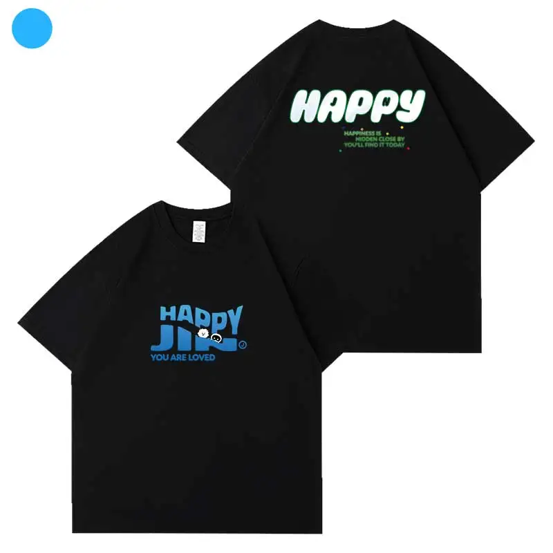 JIN Album Happy T-shirt Kpop Women Men Summer Loose T Shirt Cotton Short Sleeve Tee Tops Korean Street Fashion Popular Clothes