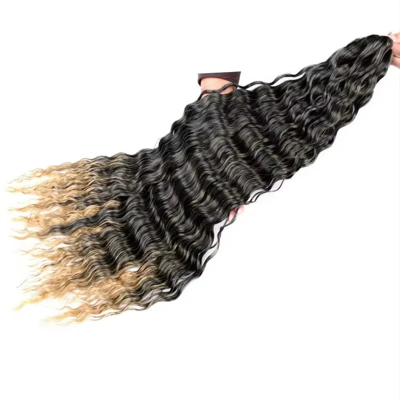 Onda Profunda Crochet Extensão do Cabelo, cabelo extra longo, Ombre Cor, torção profunda, 100 Presente Premium Material, 26"