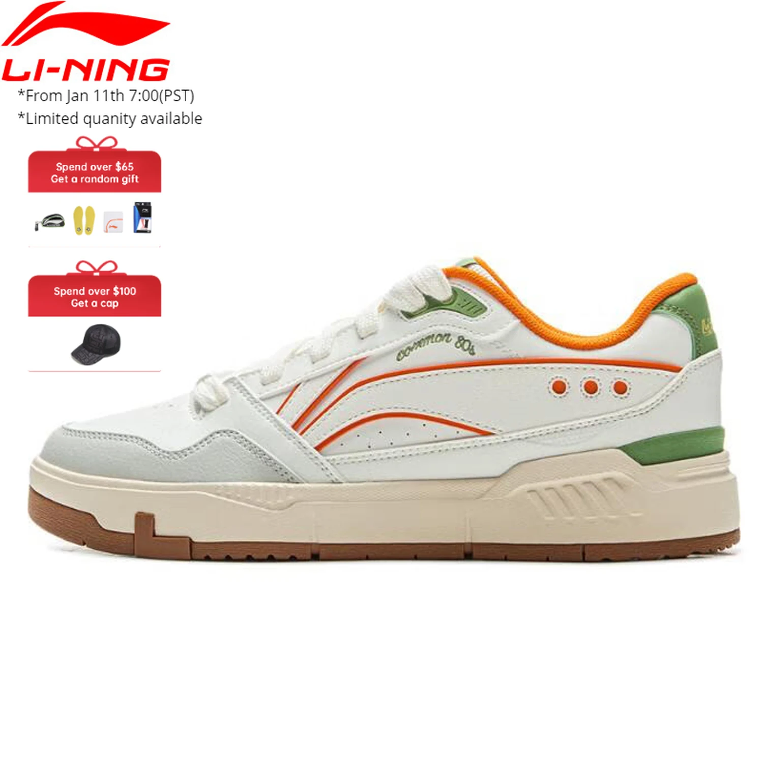 

Мужская обувь Li-Ning COMMON 80-х годов, стильная обувь с двойной подушкой, удобная классическая повседневная обувь с удобной подкладкой AGCV023