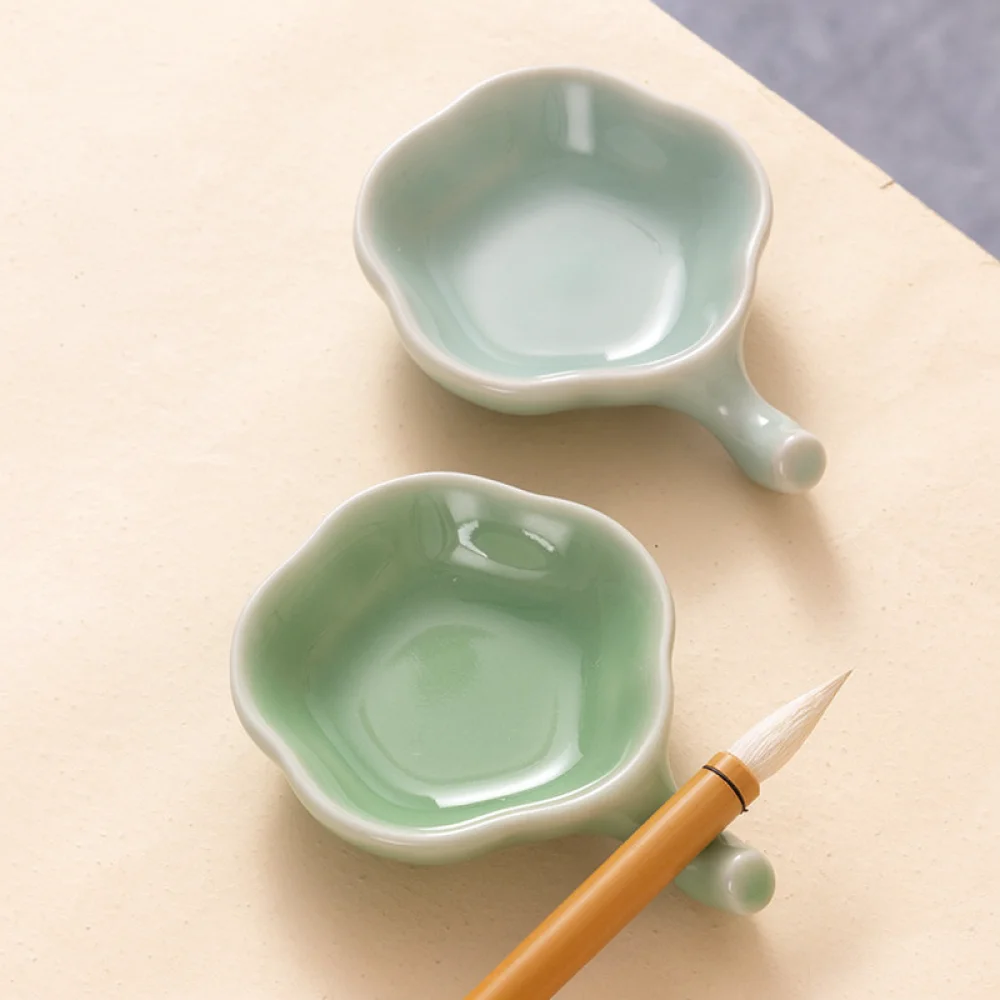 Exquisite Ceramic Ink Dish Brush Rest For Calligraphy Painting Professional Stationery Artist Desk Organizer