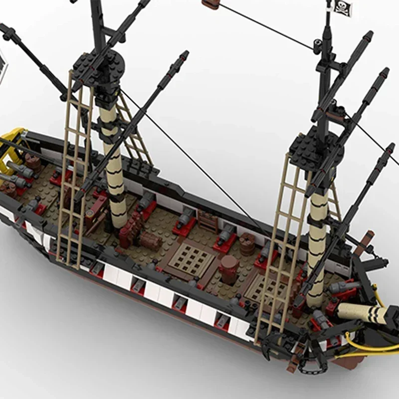 Moc อาคารอิฐทหาร Barracuda Double Masted เรือใบเทคโนโลยี Modular Blocks ของขวัญของเล่นคริสต์มาส DIY ชุดประกอบ