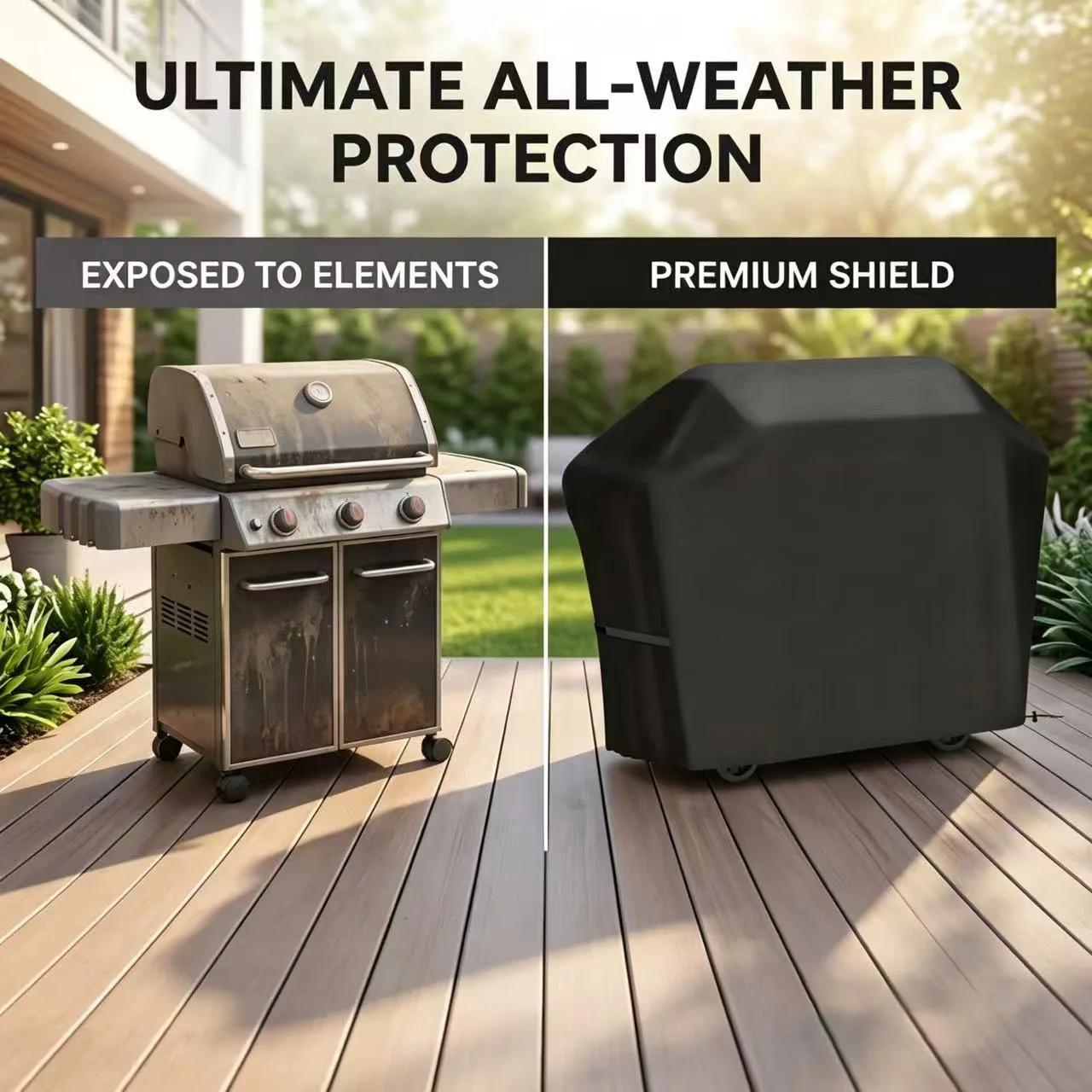 BBQ Cover 22-72 Inch, Waterproof Anti-UV Grill Cover with Hook-and-Loop Straps for Most Gas Grills
