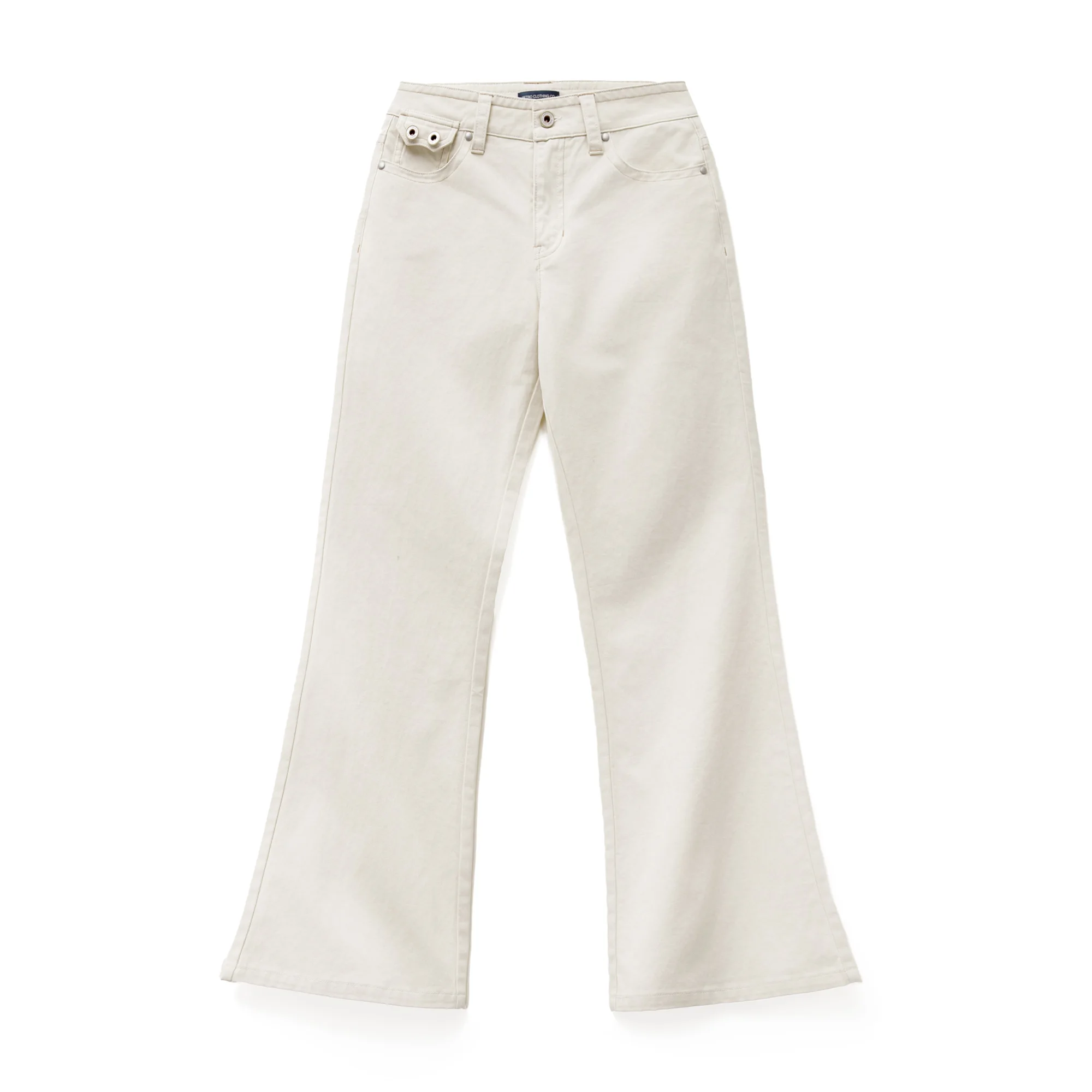 Maden Pantalon décontracté pour femme Taille moyenne Pantalon beige polyvalent 100% coton Pantalon évasé coupe cintrée Automne