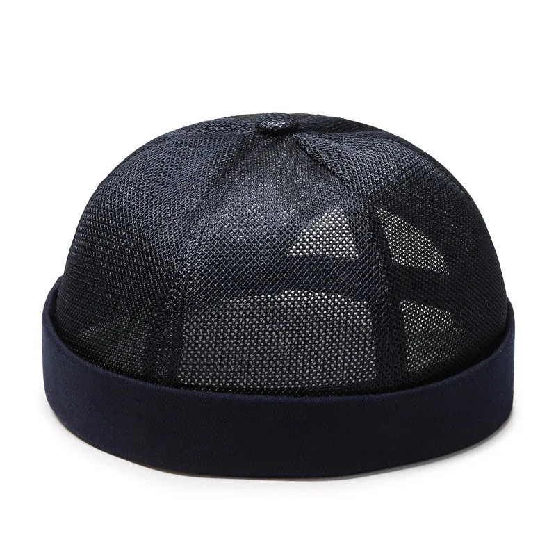 Men and Women Mesh Breathable Hat Brimless Cap Street Fashion Hip-hop Hat Cap Circumference Adjustable Solid Color Leisure Cap