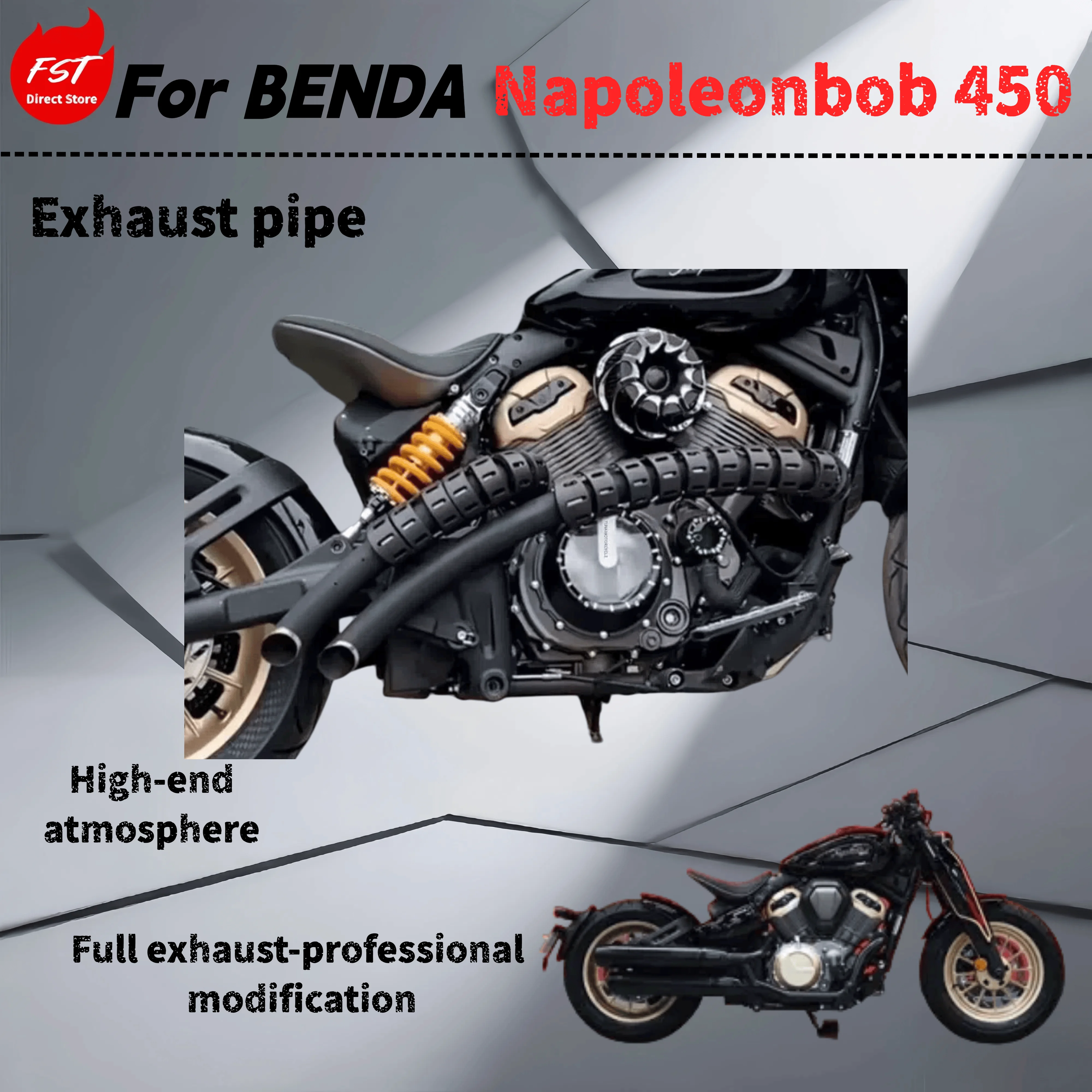 

For Benda Napoleonbob 450-Modified full exhaust pipe-the sound is deep, rich and powerfu
