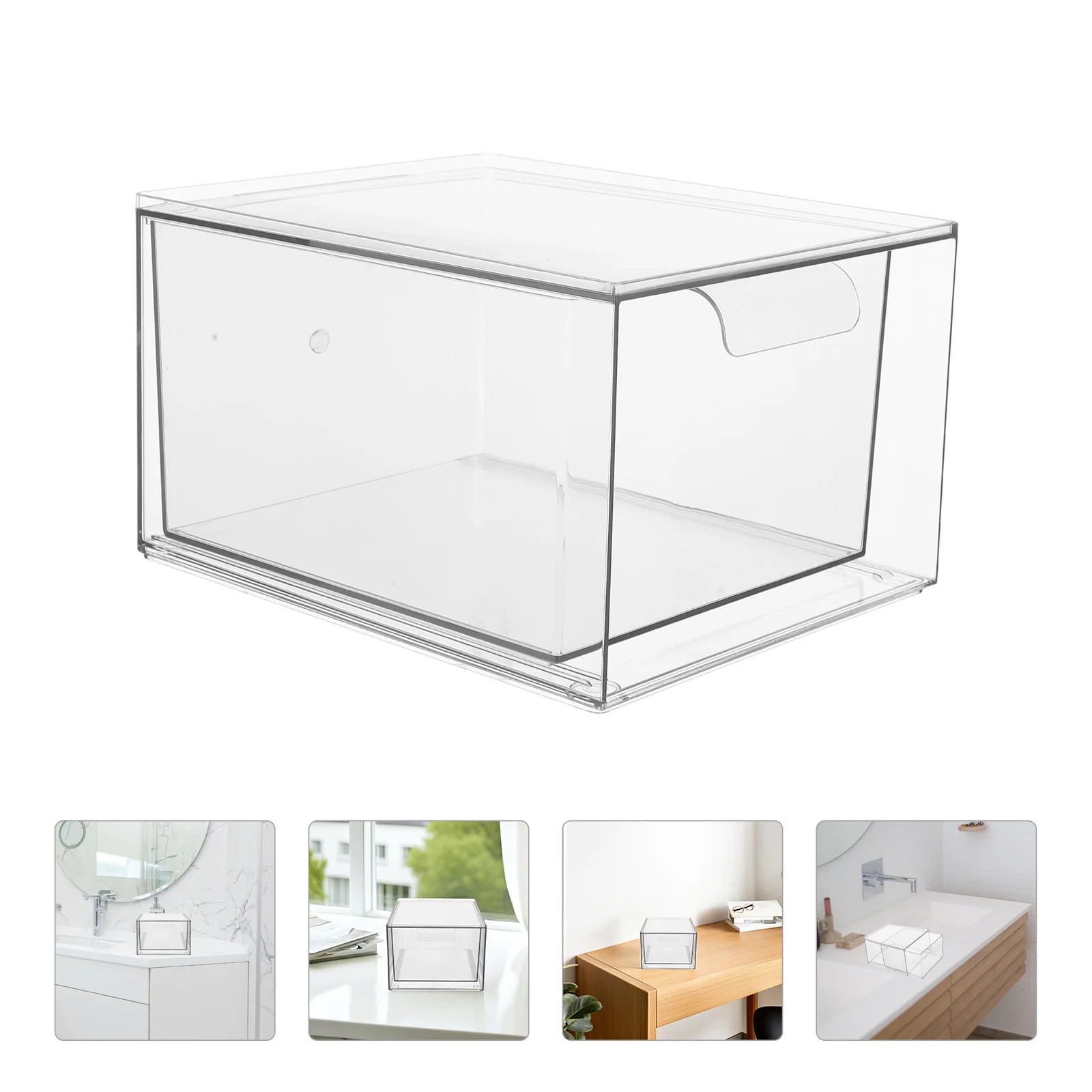 

Multifunctional Storage Box Transparent Drawer-Type Desktop Organizer for Skincare Makeup Bath Towel Face Tissue Beauty