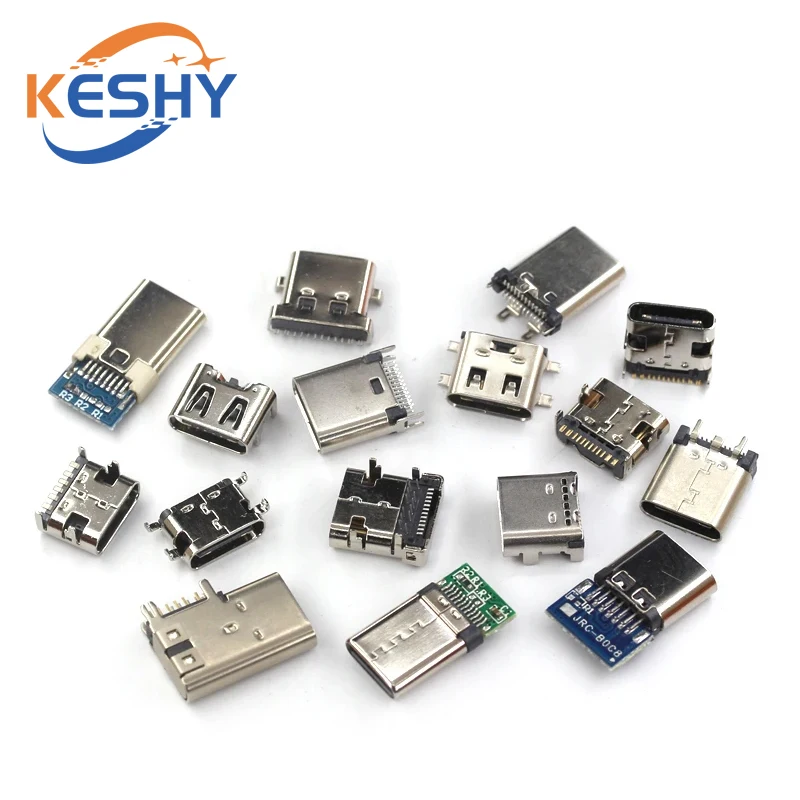 5PCS Type C USB 3.1 6 14 16 24 Pin Connector Type-C Socket SMD DIP Female Jack For PCB High Current Charging Port Transfer Data