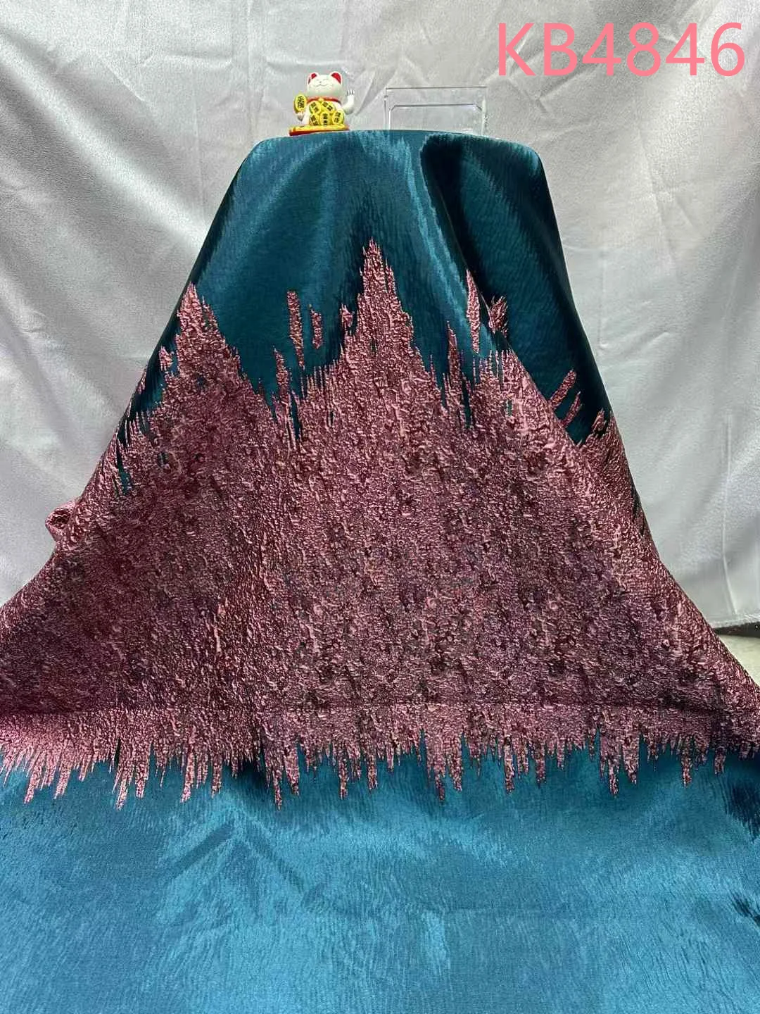 Nigerian Green Jacquard Brocade African Lace Fabric 5 Yards High Quality 2025 Gilding Brocade Lace Tulle Lace For Sewing KB4846