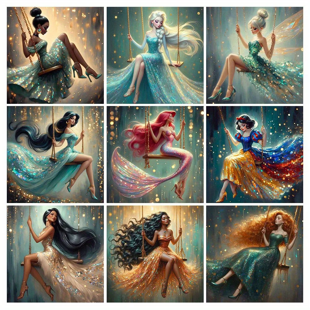 ديزني الأميرة الماس اللوحة سندريلا ليتل ميرميد حسناء الماس الفسيفساء بكسل صورة الكرتون الفتيات الهدايا #1