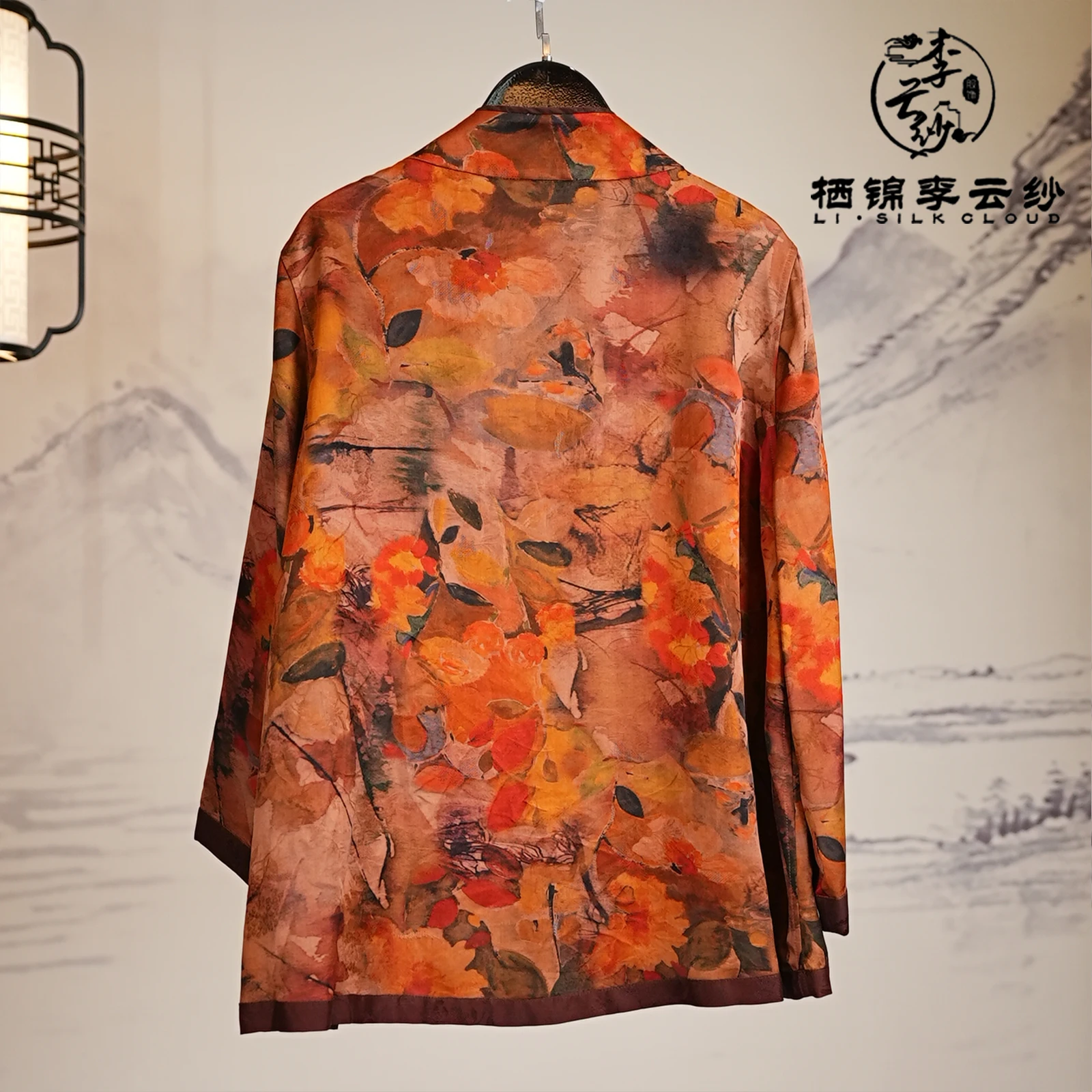 LI SILK CLOUD xiangyunsha Outerwear，Soft Breathable Fabric, Elegant Casual Formal Coat Guangdong Black Pearl Guangdong Gauze