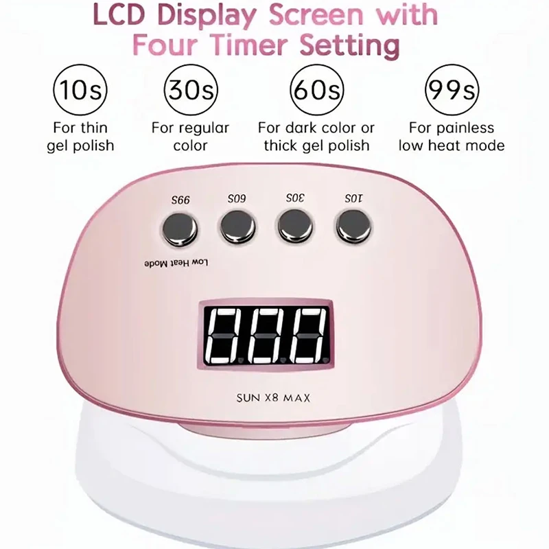 150 W krachtige dubbele UV/LED-nagellamp met slimme sensor - sneldrogend, huidveilig voor manicure en nagelkunst
