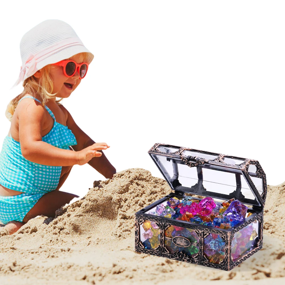 26 piezas de juguetes de piscina con gemas para bucear, con caja del tesoro, juguetes de playa de verano, juguetes acrílicos subacuáticos para fiestas de verano