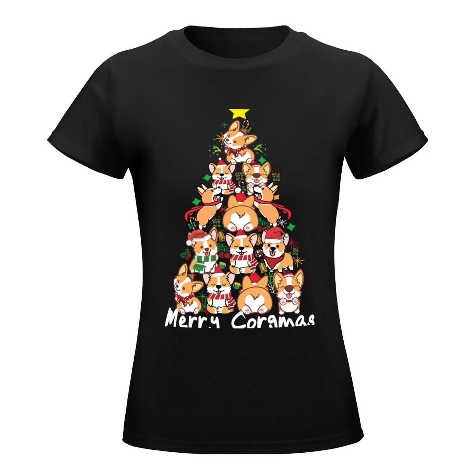 Merry Corgmas. Christmas Corgis. Corgis Christmas Tree T-Shirt Female clothing cute tops t-shirt dress for Women graphic