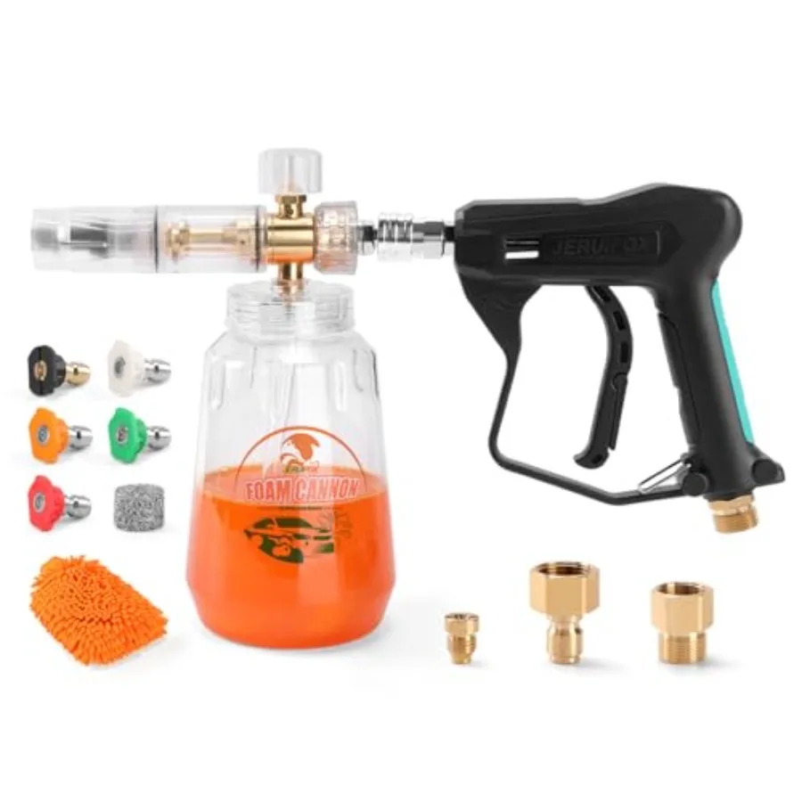 

Пеногенератор для мойки высокого давления, пистолет для мойки высокого давления с пеногенератором и 5 насадками-распылителями для комплекта для мойки автомобилей