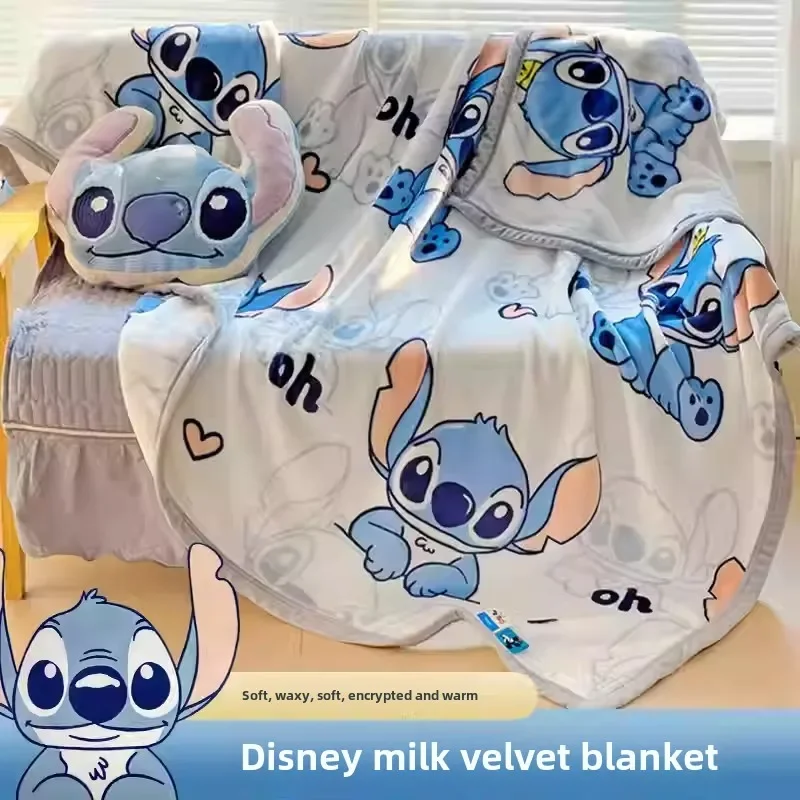

Disney Stitch Blanket Kawaii Cartoon Lightweight Style Home Textile Flannel Soft Throw Blanket Bedding Sofa Cover for Kids Gifts
