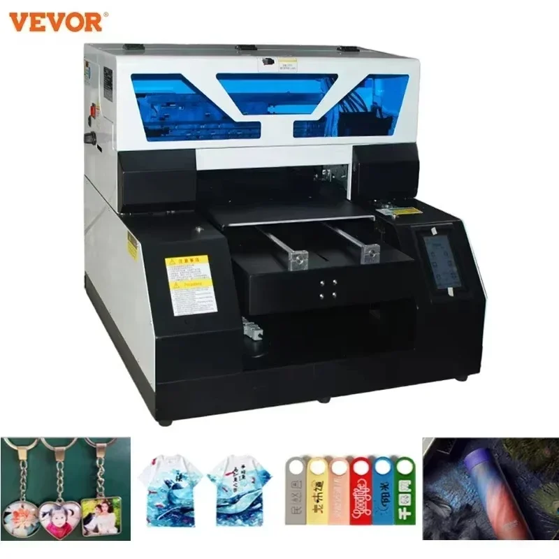 A3 A4 UV Flatbed Printer, Auto Rotary UV Printer 2880×1440DPI for Phone Case, Bottle, Wood, Metal, Acrylic, Glass & Custom Printing
