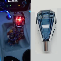 Car Universal LED Induction Light Crystal Handles Gear Shift Knob Lever Stick Head Gradient Light DIY Logo