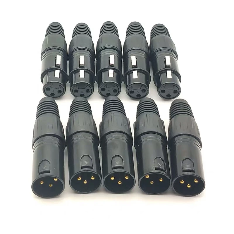 5Set XLR 3-PIN female and male plug dmx512 signal cable plug dmx512 LED lights console light dj party bar club stage light show