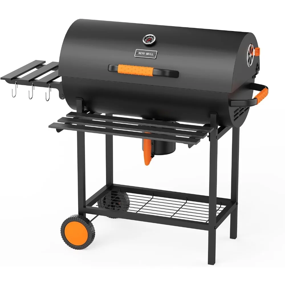 

29-Inch Heavy Duty Charcoal Grill by KEYO, Complete with Manual Rotisserie and Easy Cleaning System